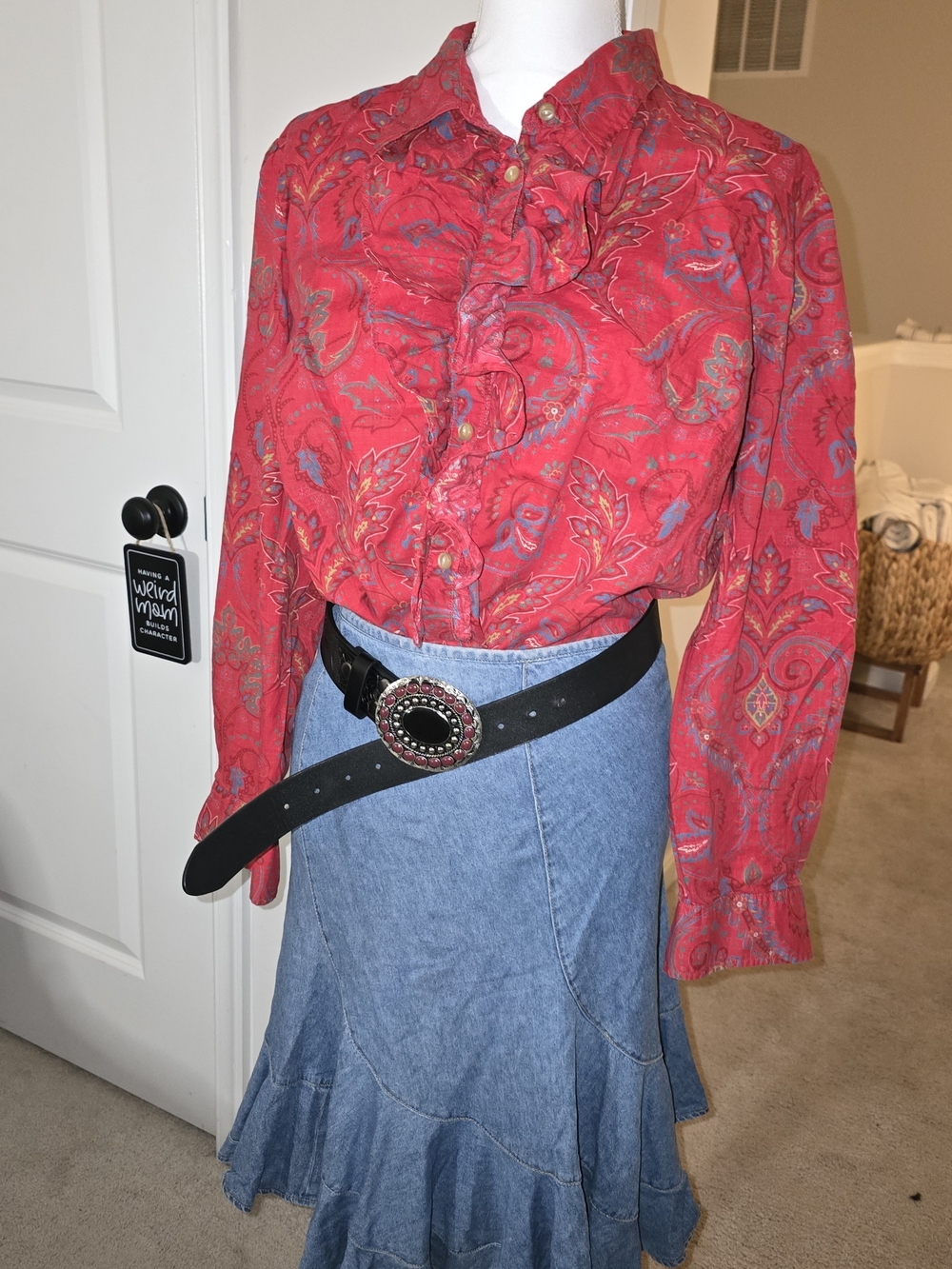 Ralph Lauren Red Paisley Button-Down Shirt Womens 2X - Picture 5 of 7